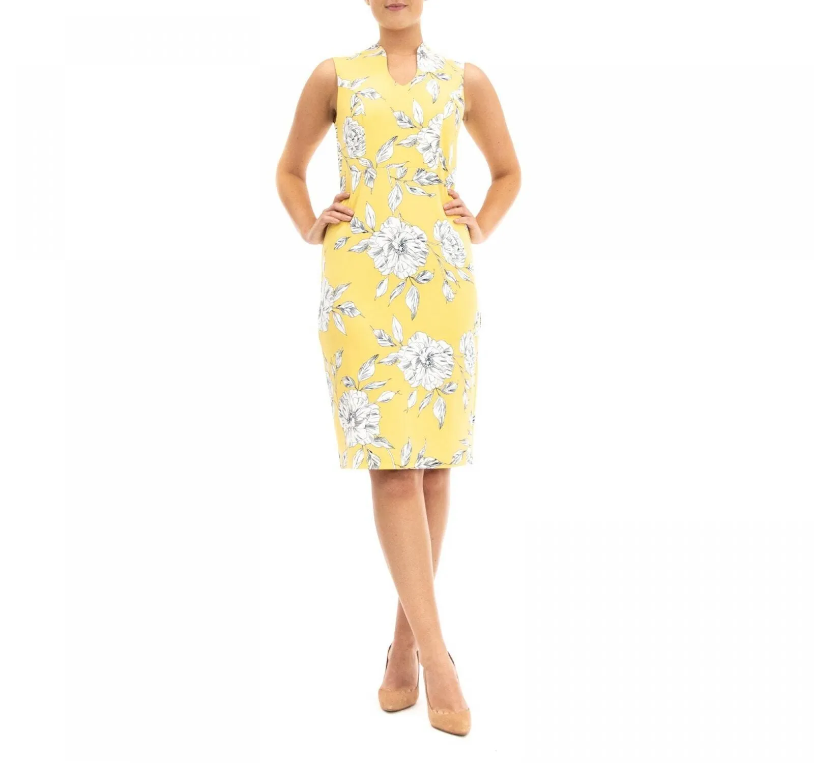 Nina Leonard Women's U-Neck Midi Sheath Dress L8770B
