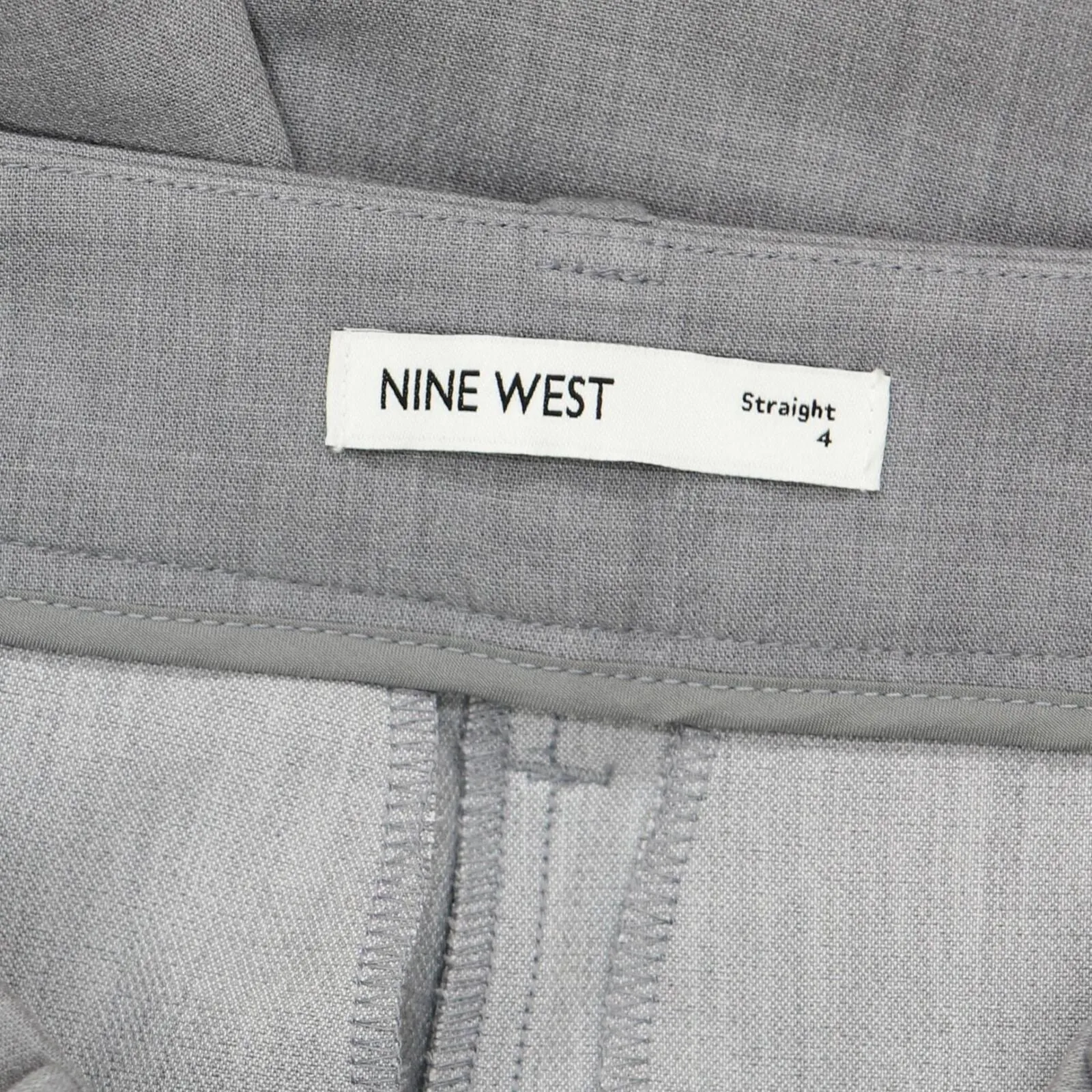 Nine West Women's High Rise Straight Leg Trousers WW32X406RN1 Light Grey 4