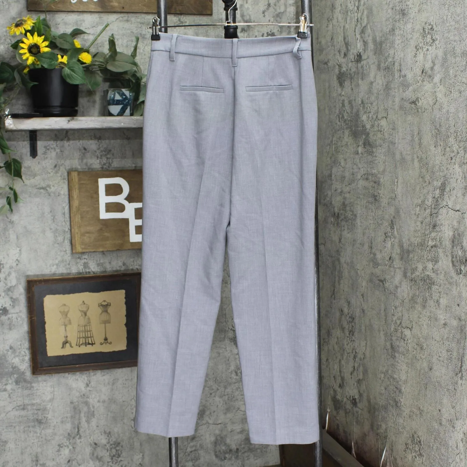 Nine West Women's High Rise Straight Leg Trousers WW32X406RN1 Light Grey 4