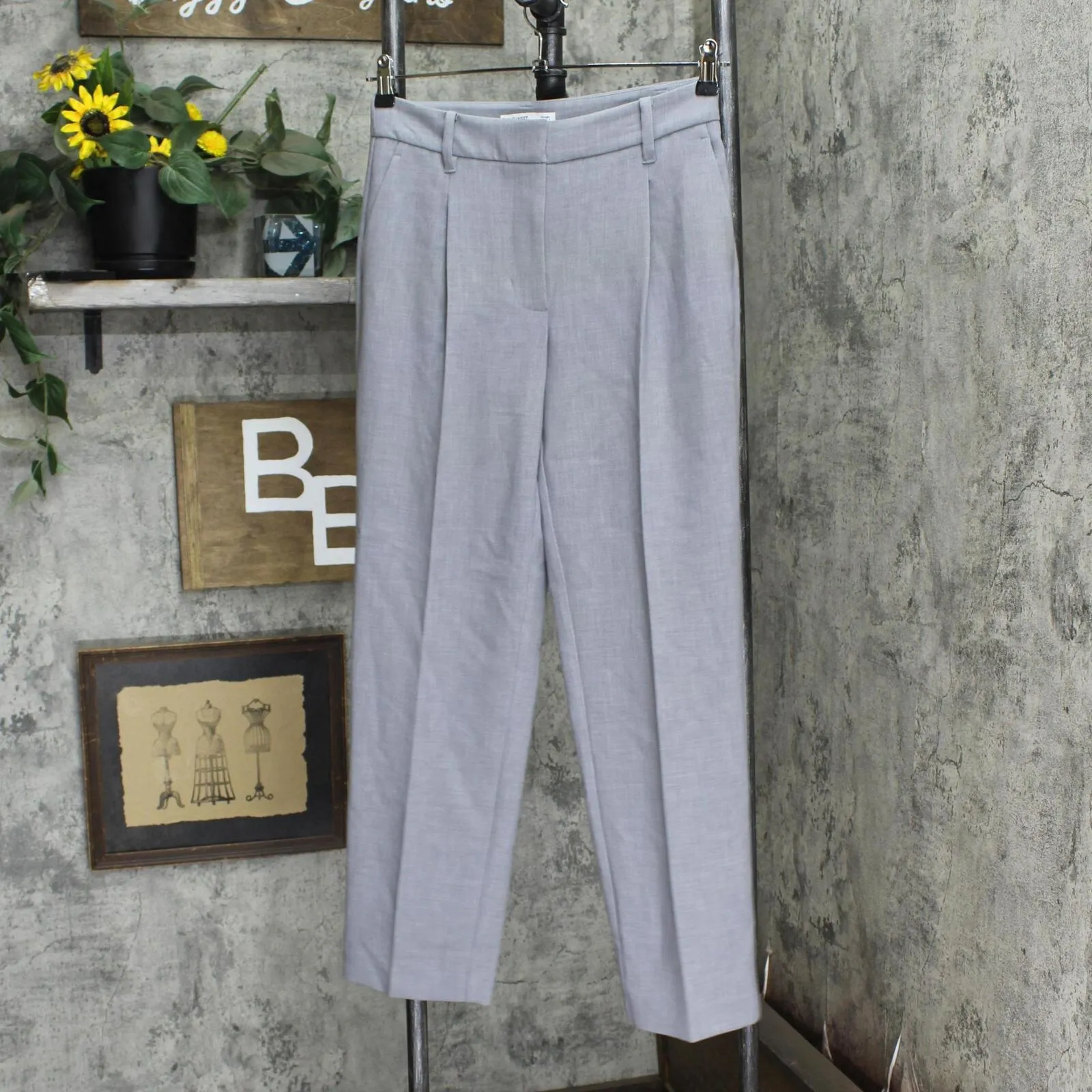 Nine West Women's High Rise Straight Leg Trousers WW32X406RN1 Light Grey 4