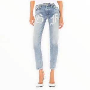 NWT! GRLFRND Denim Helena Jeans In City Rocker - Embroidered Logo, Button Fly