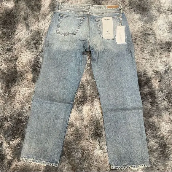 NWT! GRLFRND Denim Helena Jeans In City Rocker - Embroidered Logo, Button Fly