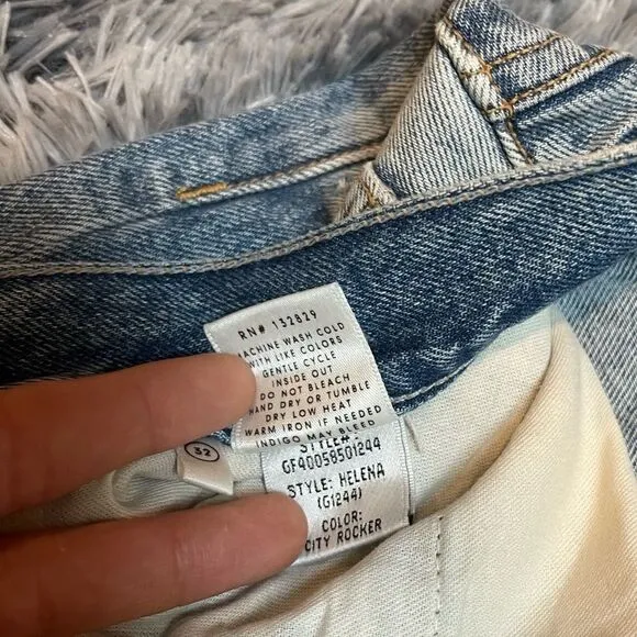 NWT! GRLFRND Denim Helena Jeans In City Rocker - Embroidered Logo, Button Fly