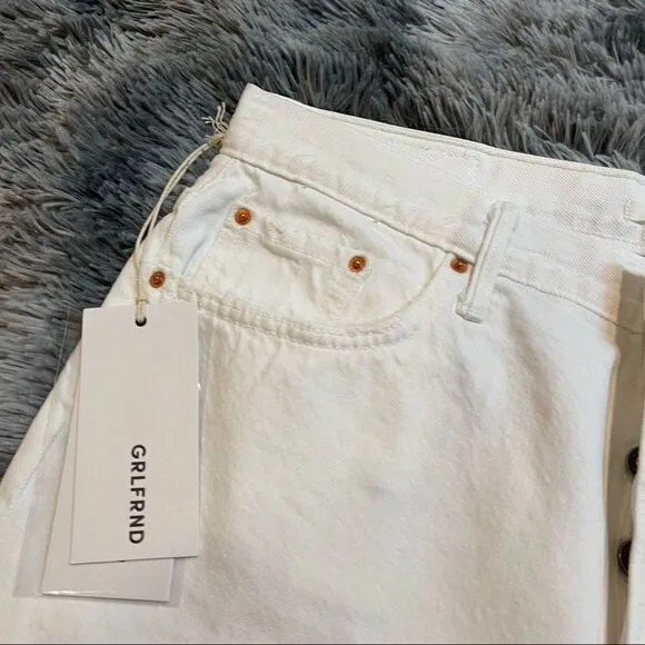 NWT! GRLFRND Karolina White Flag High Rise Rigid Denim Skinny Ankle Crop Jeans
