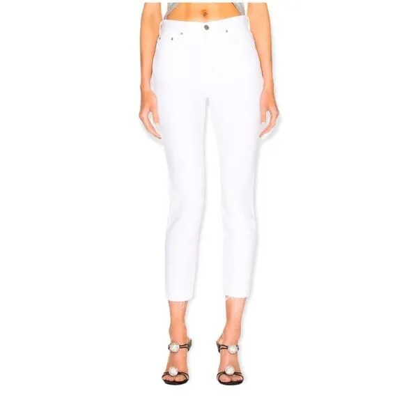 NWT! GRLFRND Karolina White Flag High Rise Rigid Denim Skinny Ankle Crop Jeans