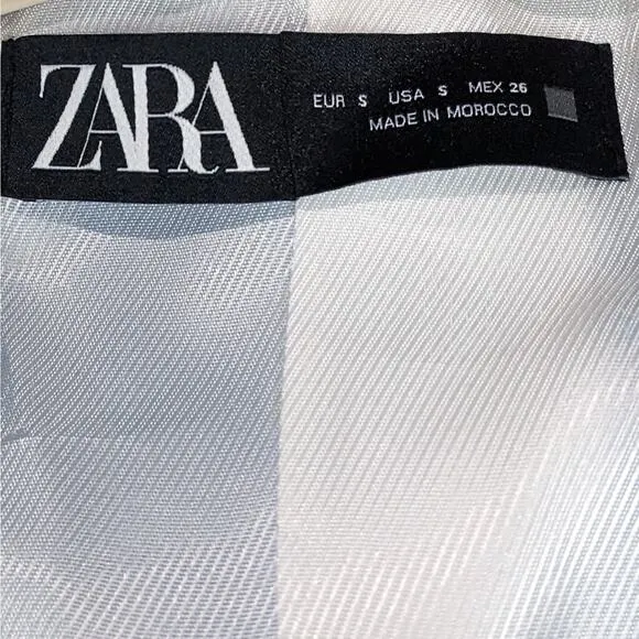 NWT Zara Cropped Textured Blazer Turquoise Blue Women's Size Small