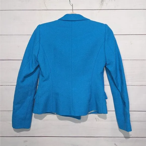 NWT Zara Cropped Textured Blazer Turquoise Blue Women's Size Small