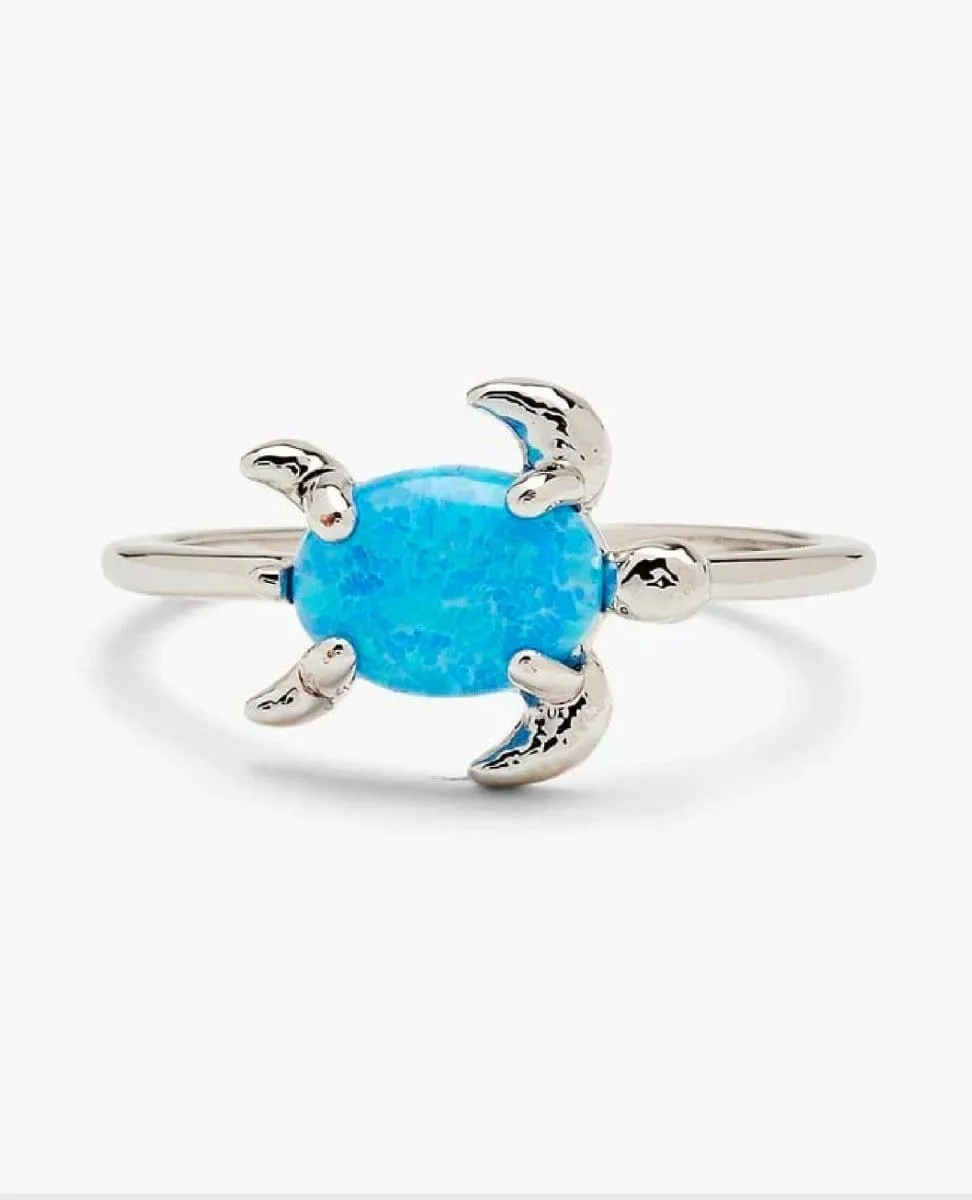 Opal Sea Turtle Ring Silver