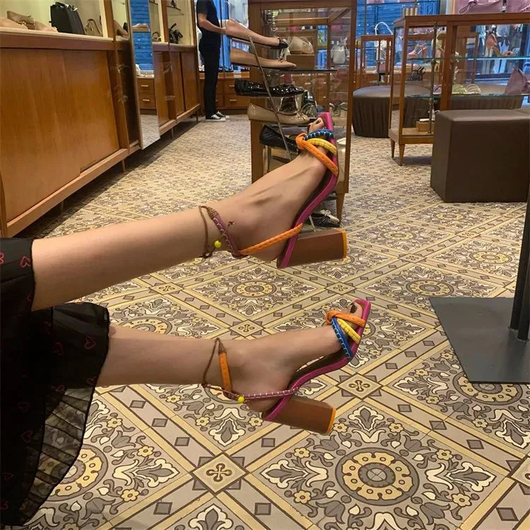 Open Toe Block Heels Sandals