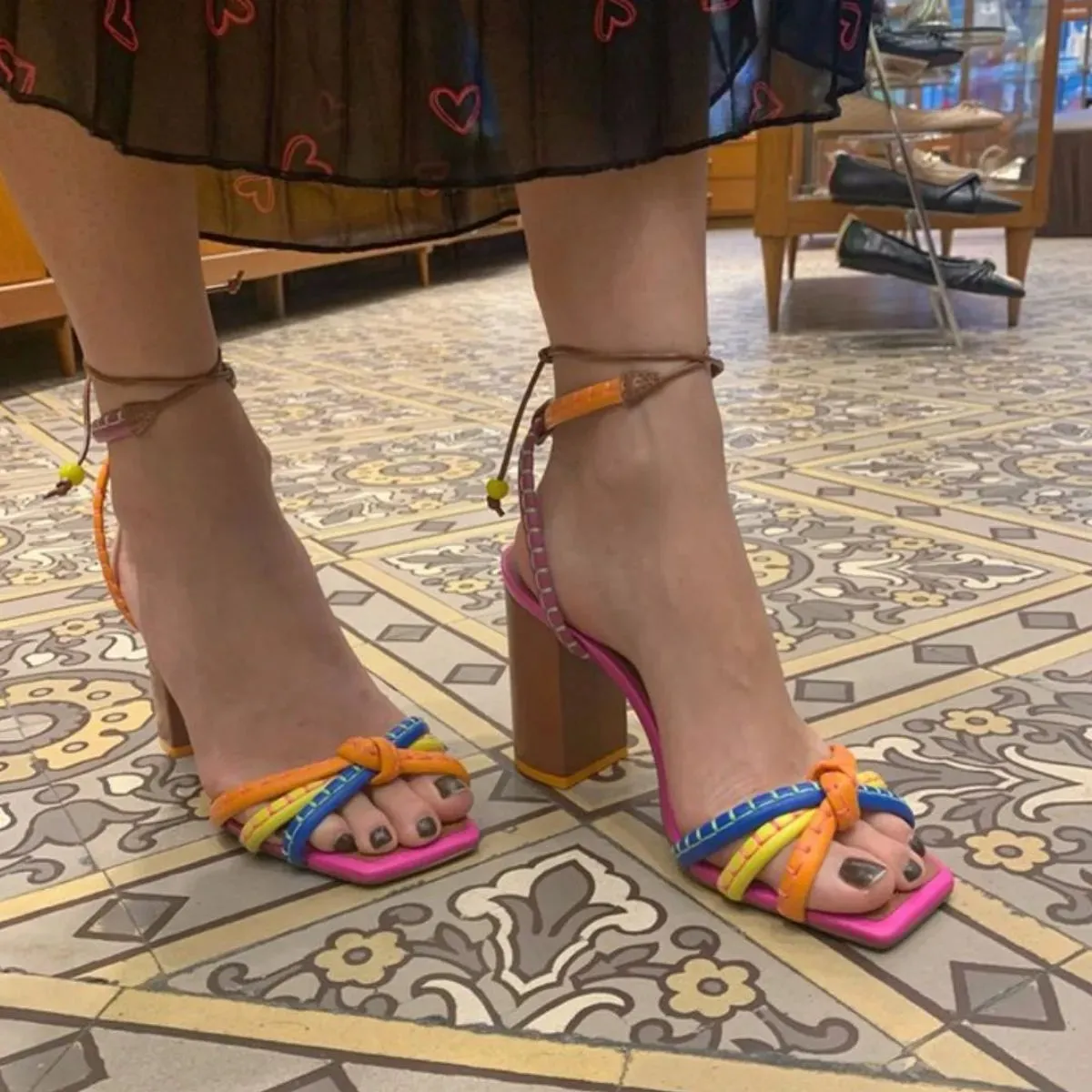 Open Toe Block Heels Sandals