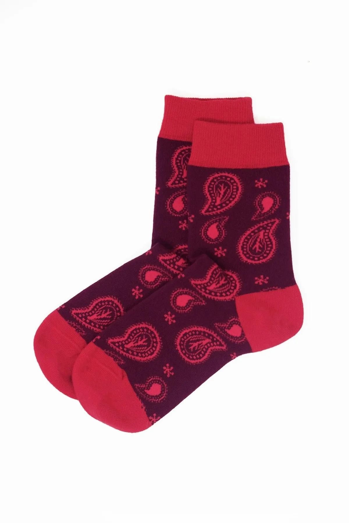Paisley Women's Organic Cotton Socks | Burgundy