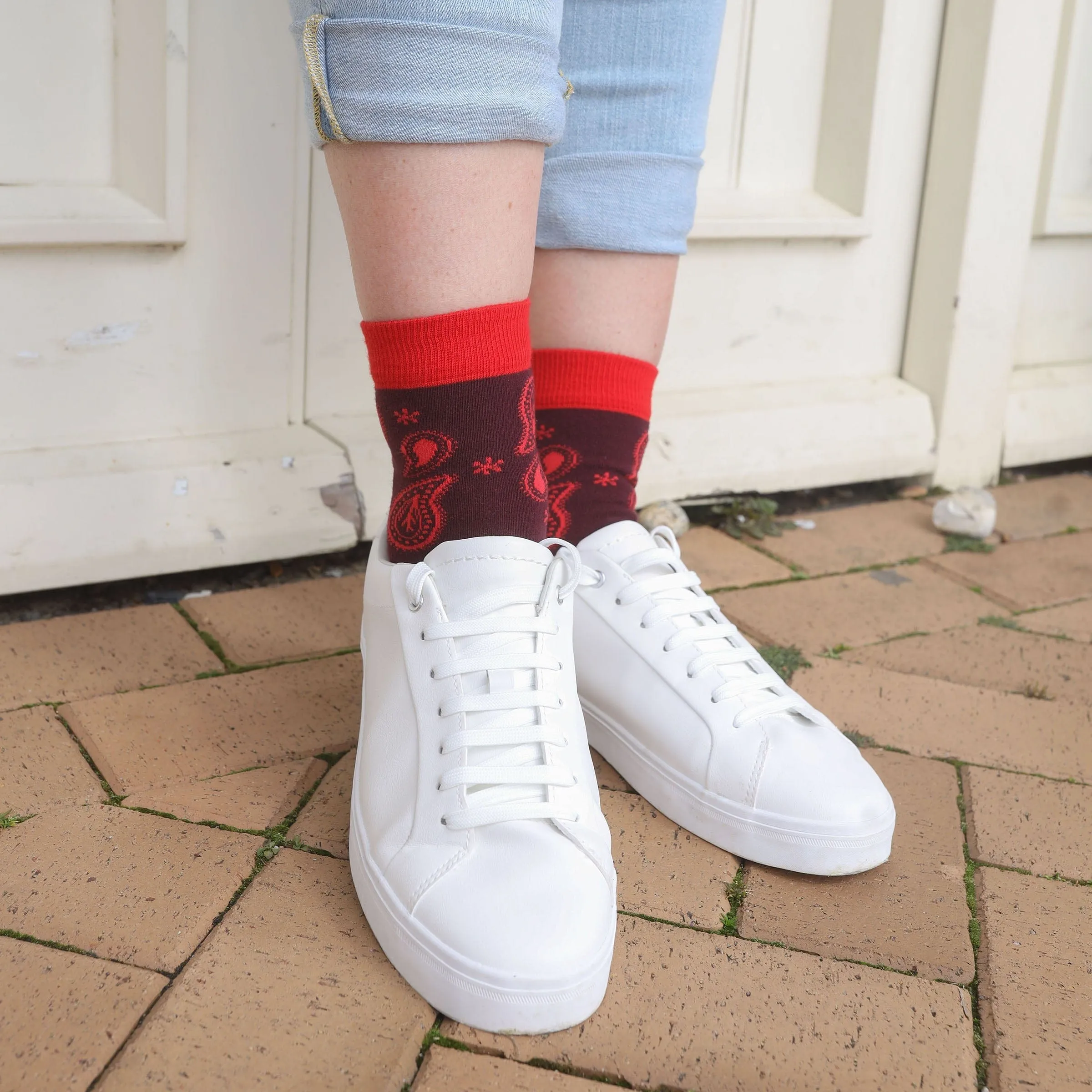 Paisley Women's Organic Cotton Socks | Burgundy