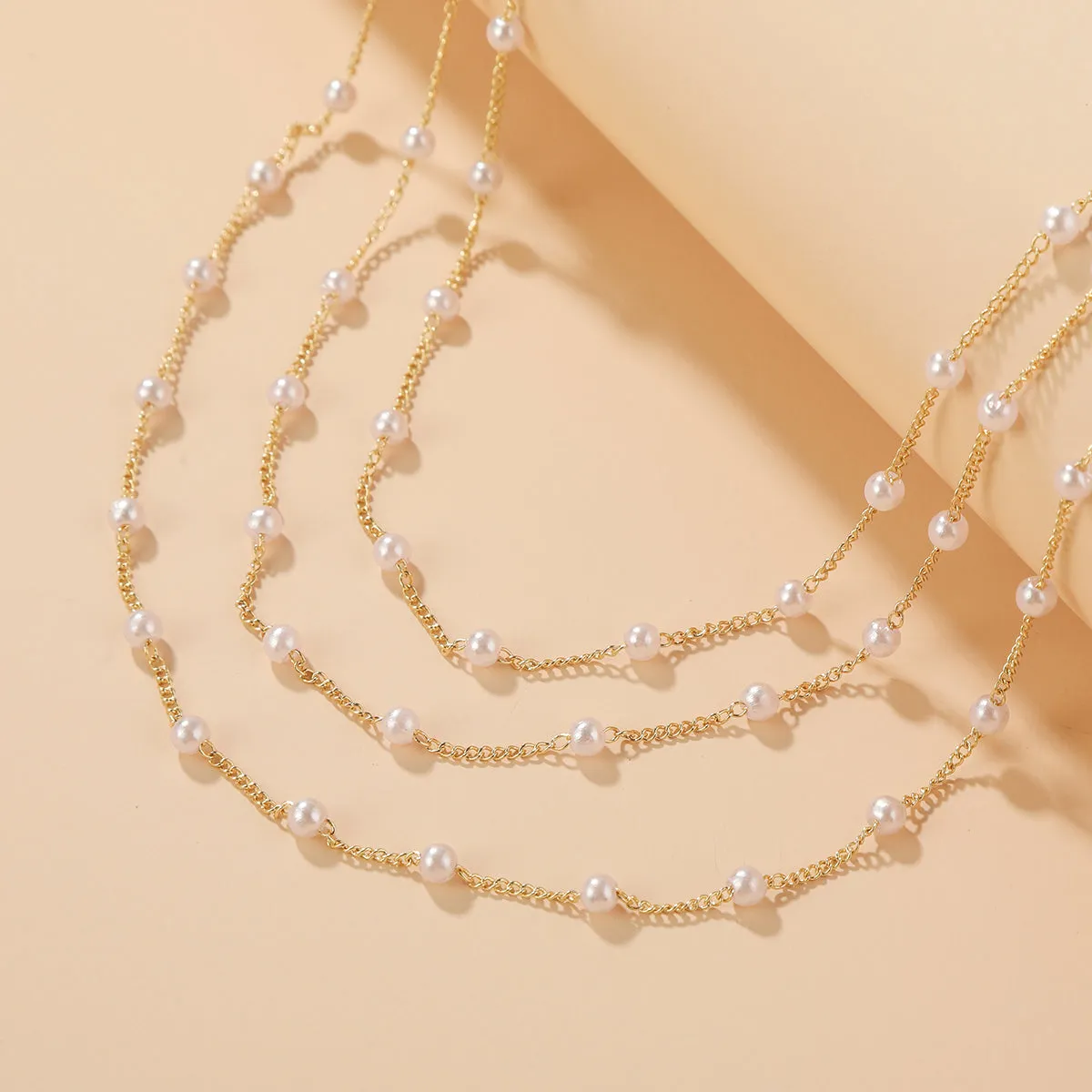 Pearl & 18K Gold-Plated Layered Station Necklace