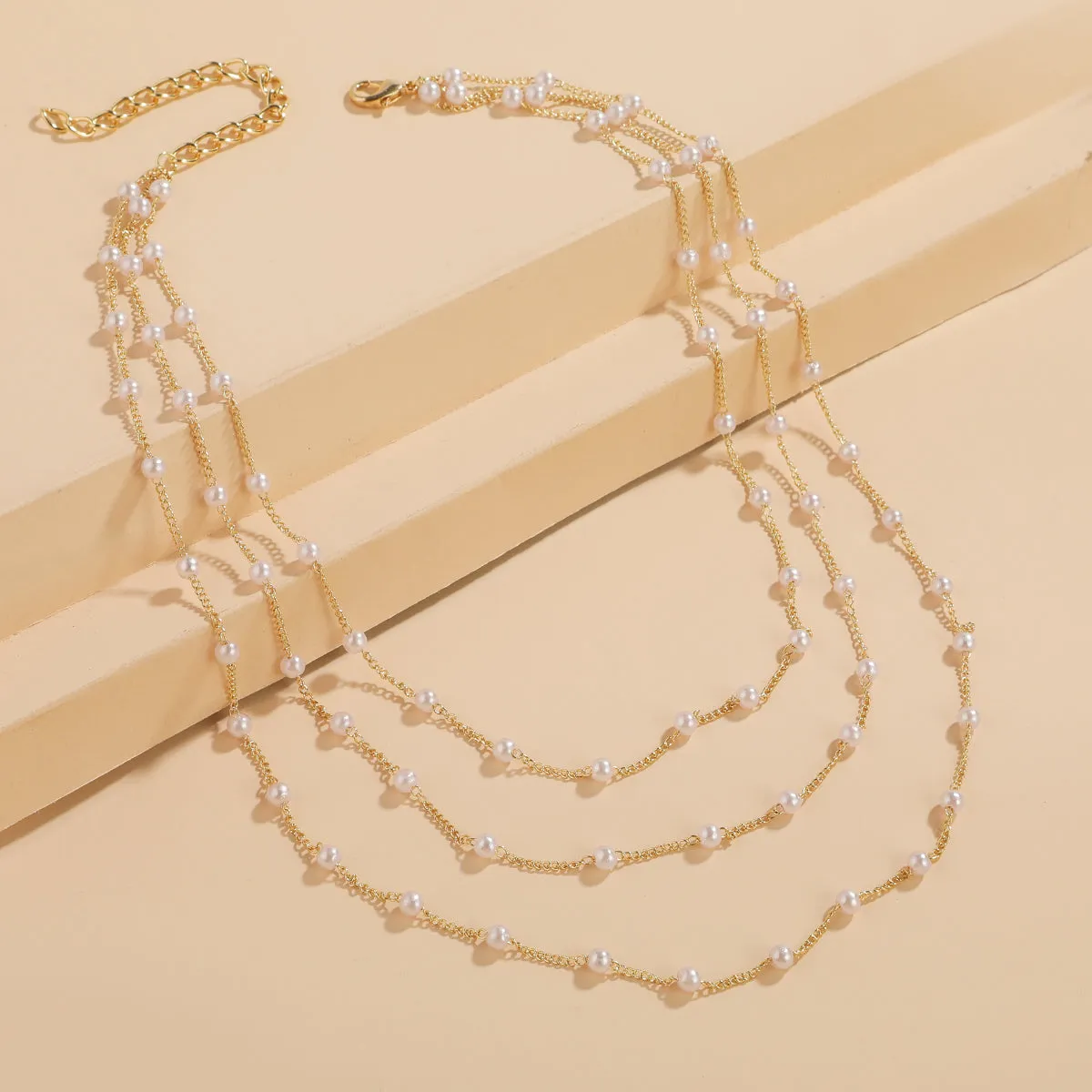 Pearl & 18K Gold-Plated Layered Station Necklace