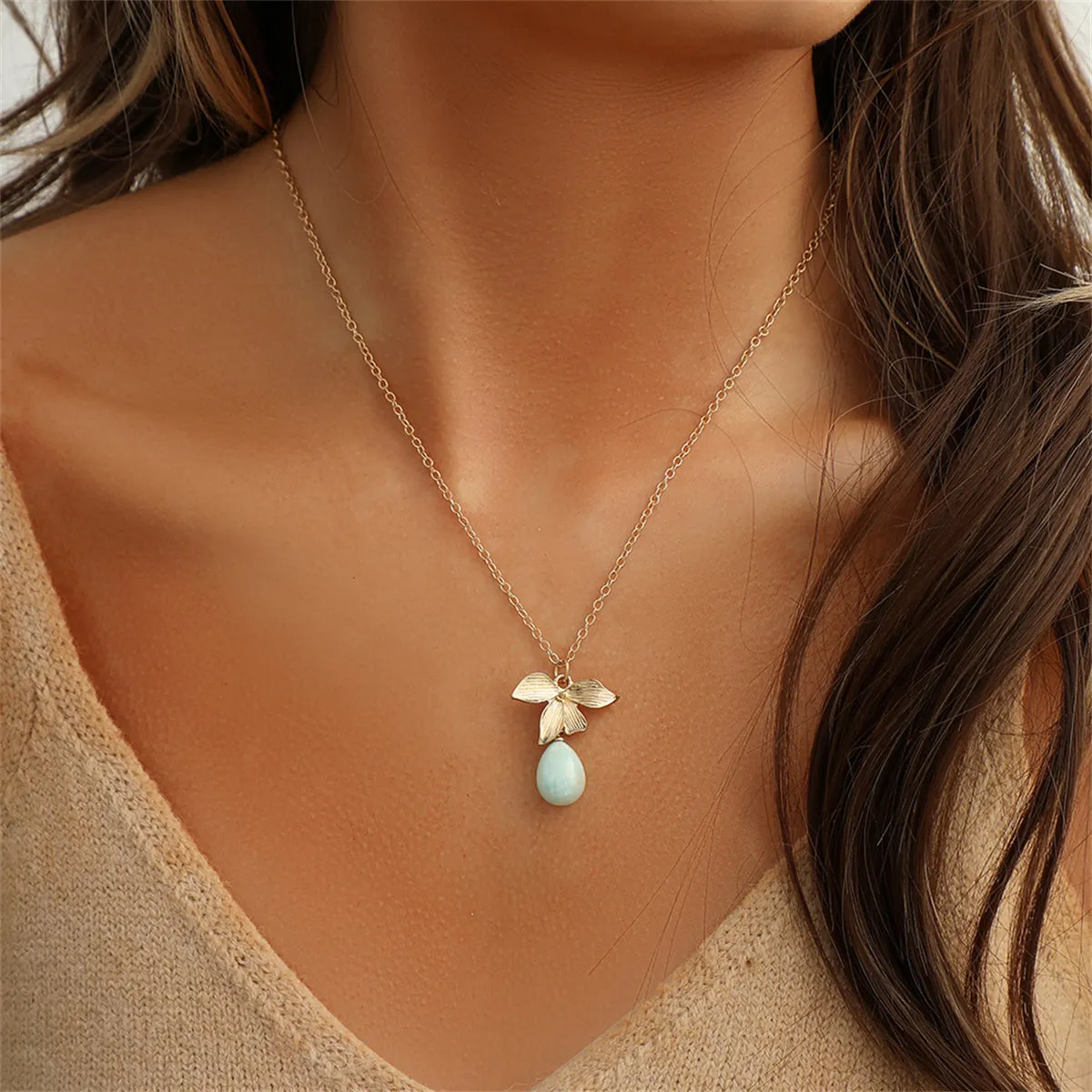 Pearl & 18K Gold-Plated Leaf Pendant Necklace