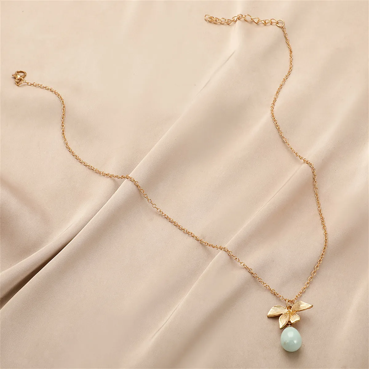 Pearl & 18K Gold-Plated Leaf Pendant Necklace