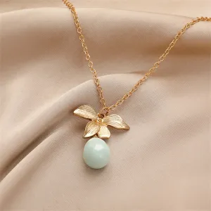 Pearl & 18K Gold-Plated Leaf Pendant Necklace