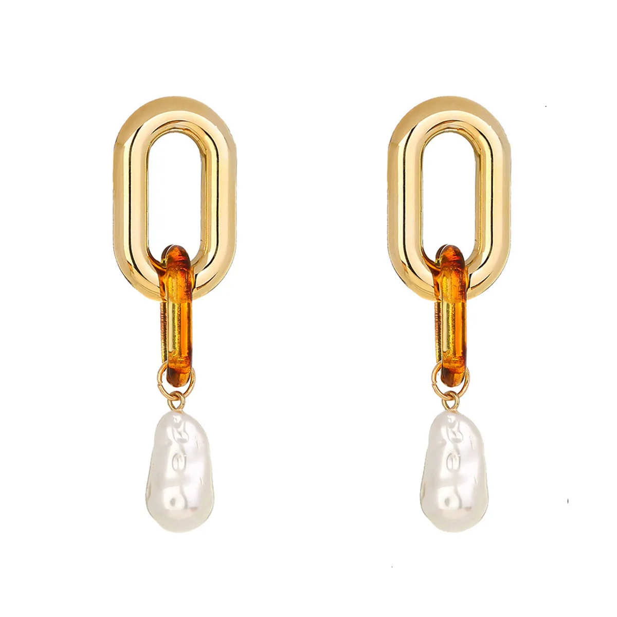Pearl & Resin 18K Gold-Plated Leopard-Print Drop Earrings