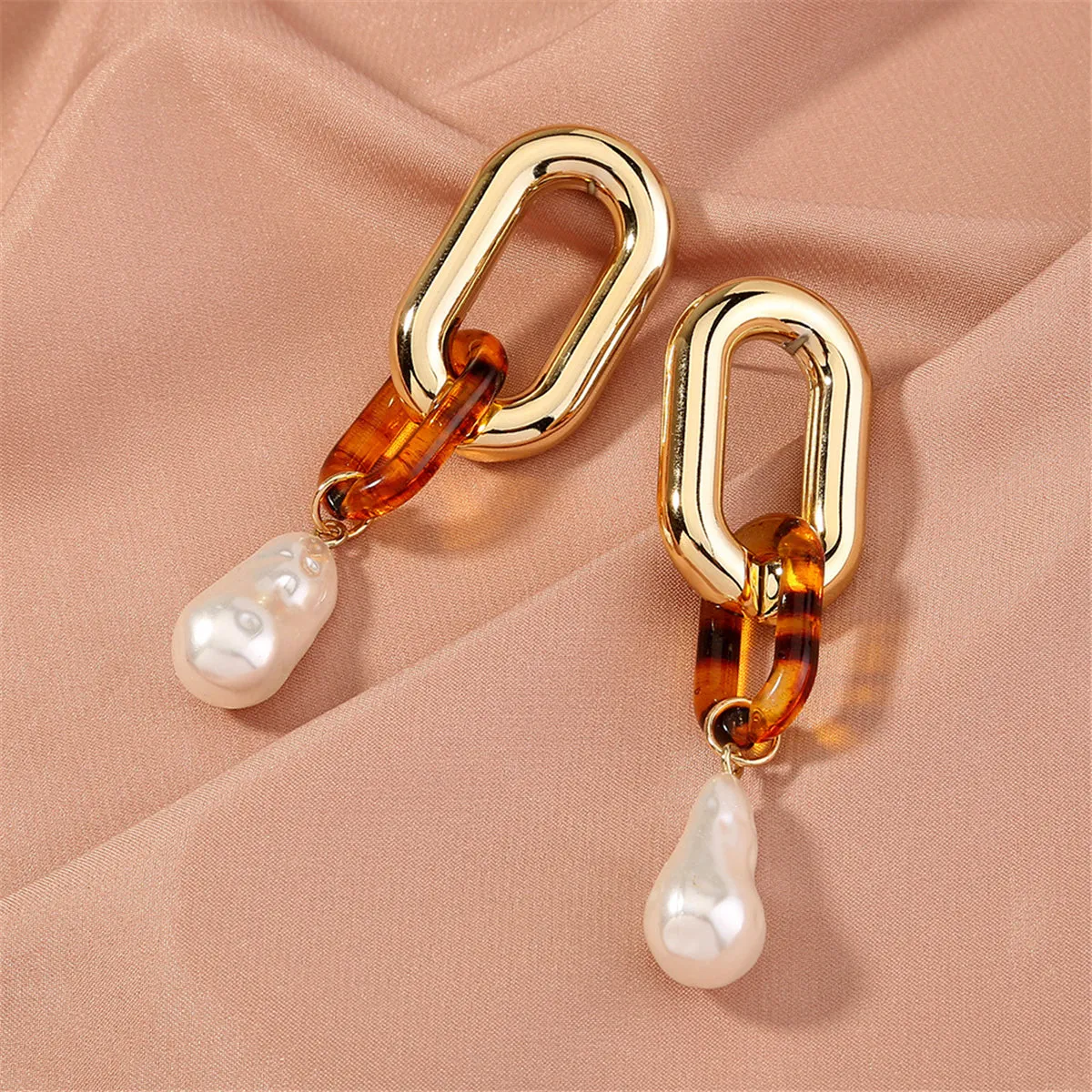 Pearl & Resin 18K Gold-Plated Leopard-Print Drop Earrings