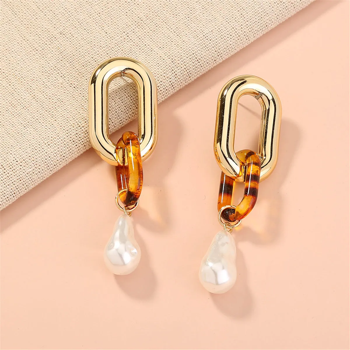 Pearl & Resin 18K Gold-Plated Leopard-Print Drop Earrings