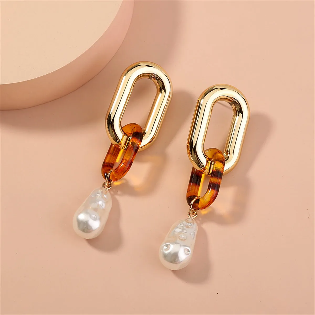 Pearl & Resin 18K Gold-Plated Leopard-Print Drop Earrings