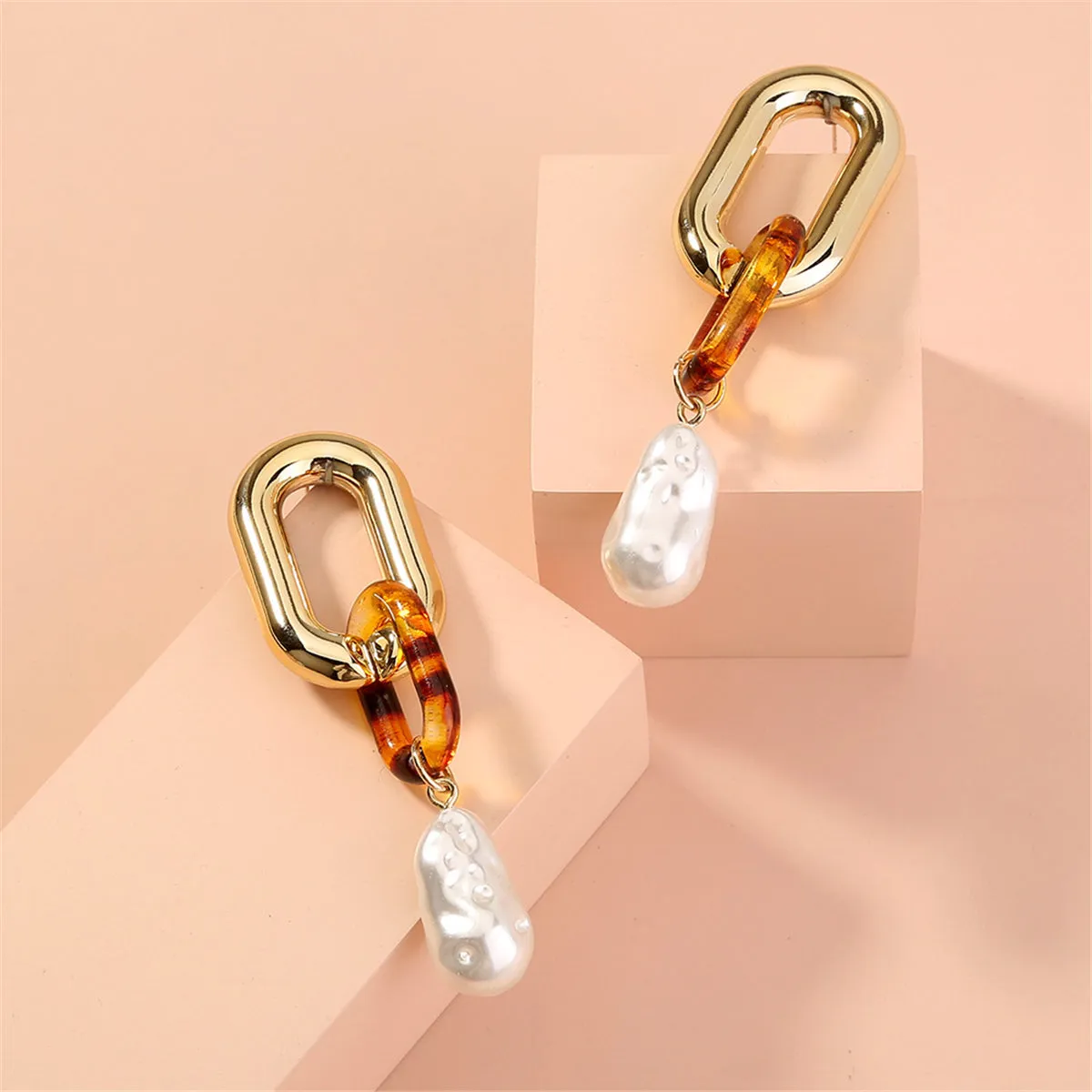 Pearl & Resin 18K Gold-Plated Leopard-Print Drop Earrings