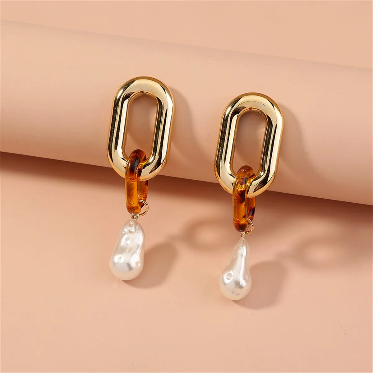 Pearl & Resin 18K Gold-Plated Leopard-Print Drop Earrings