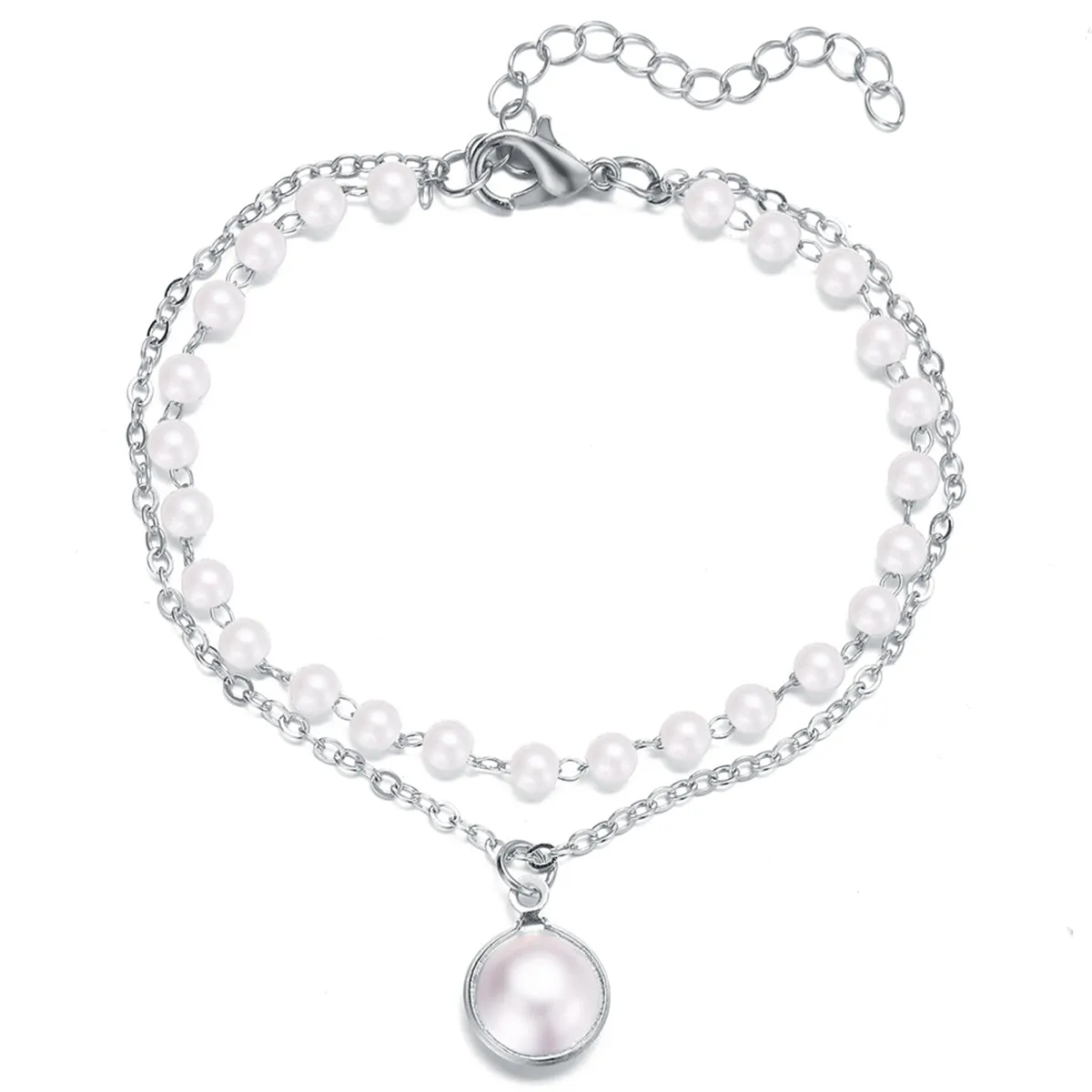 Pearl & Silver-Plated Layered Station Bracelet
