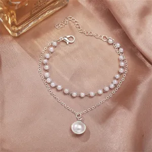 Pearl & Silver-Plated Layered Station Bracelet