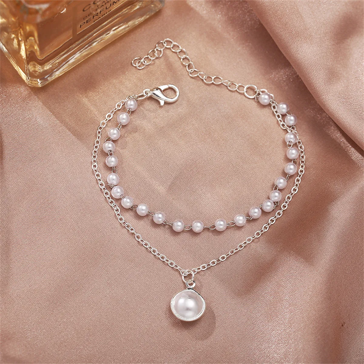Pearl & Silver-Plated Layered Station Bracelet