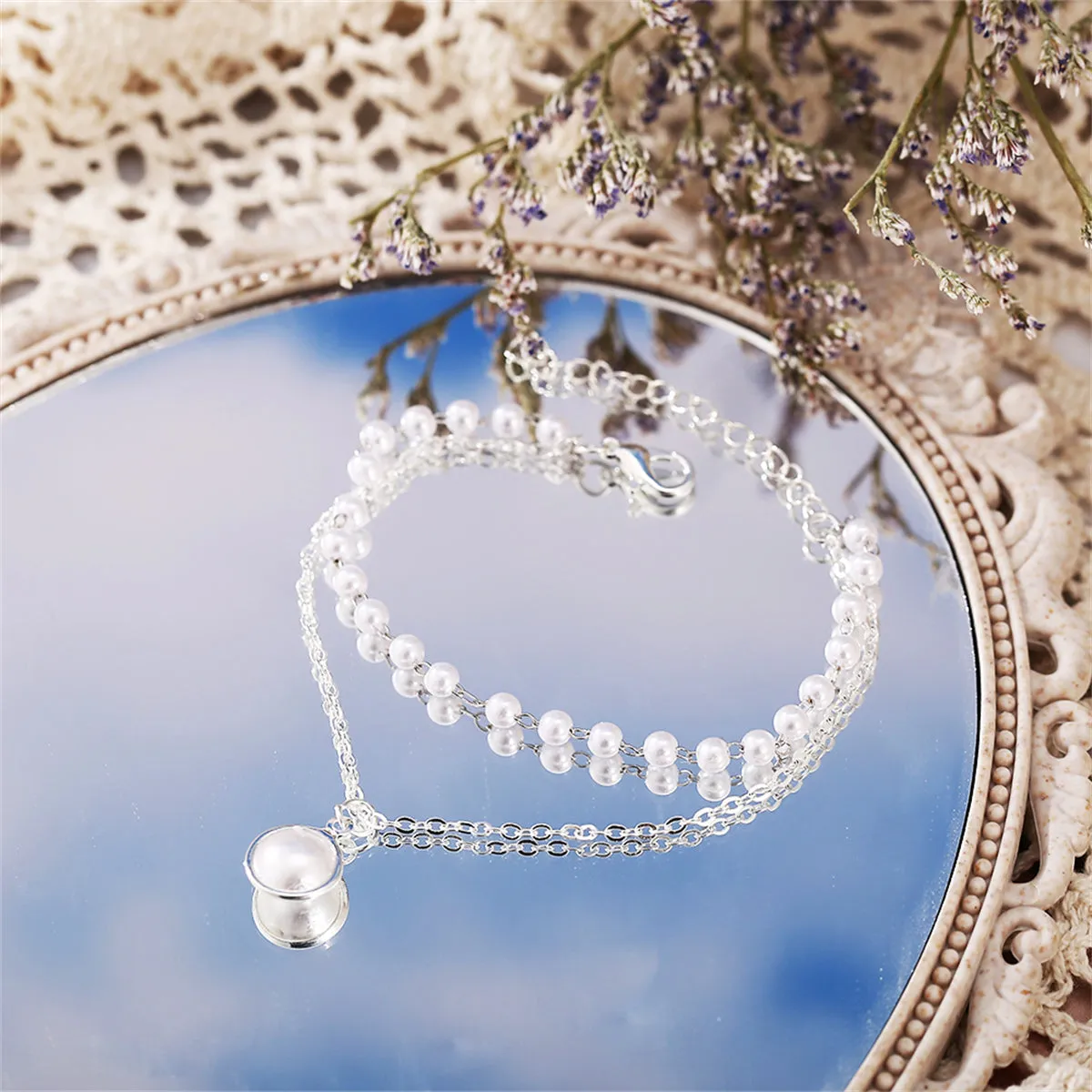 Pearl & Silver-Plated Layered Station Bracelet