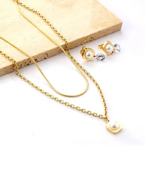 Pearl Pendant Stainless Steel Jewelry Set - FD ⚡