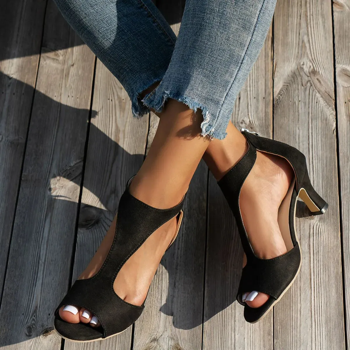 Peep Toe Block Heels Sandals