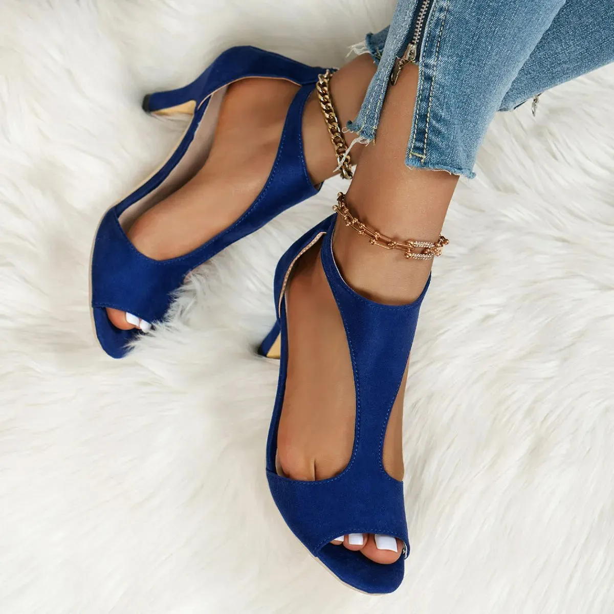 Peep Toe Block Heels Sandals