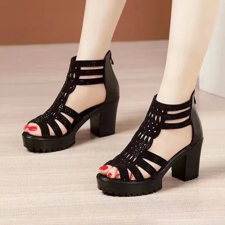 Peep Toe Block Heels Sandals