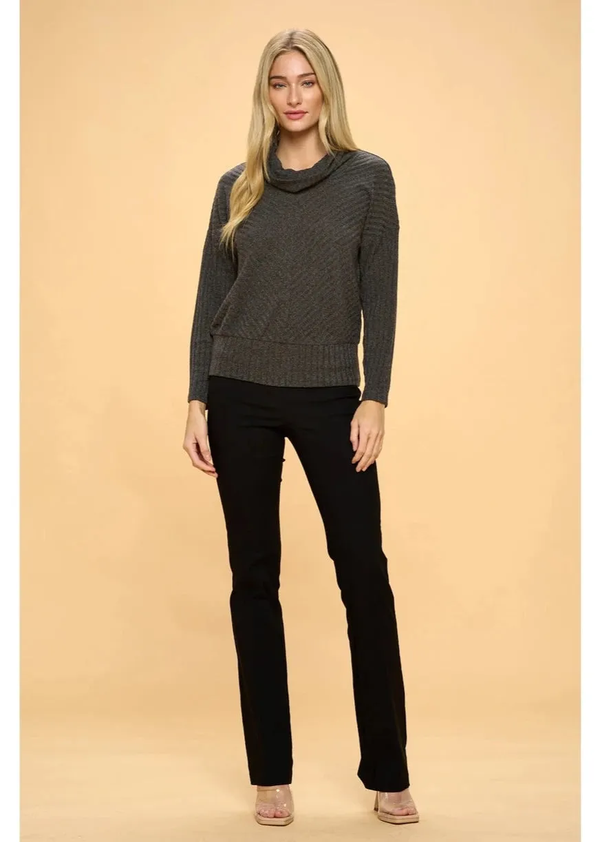 Perseption Mitered Cowl Neck Sweater