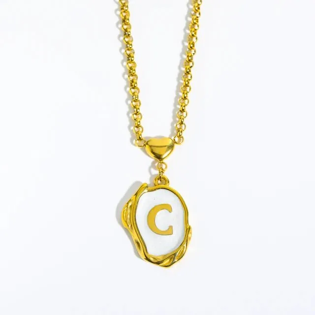 Personalized Initial Women's Choker Necklace with Dripping Oil