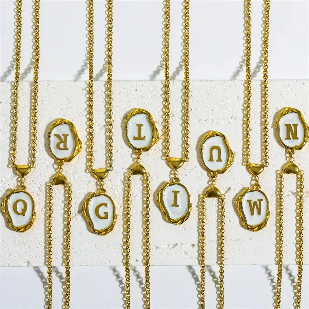 Personalized Initial Women's Choker Necklace with Dripping Oil