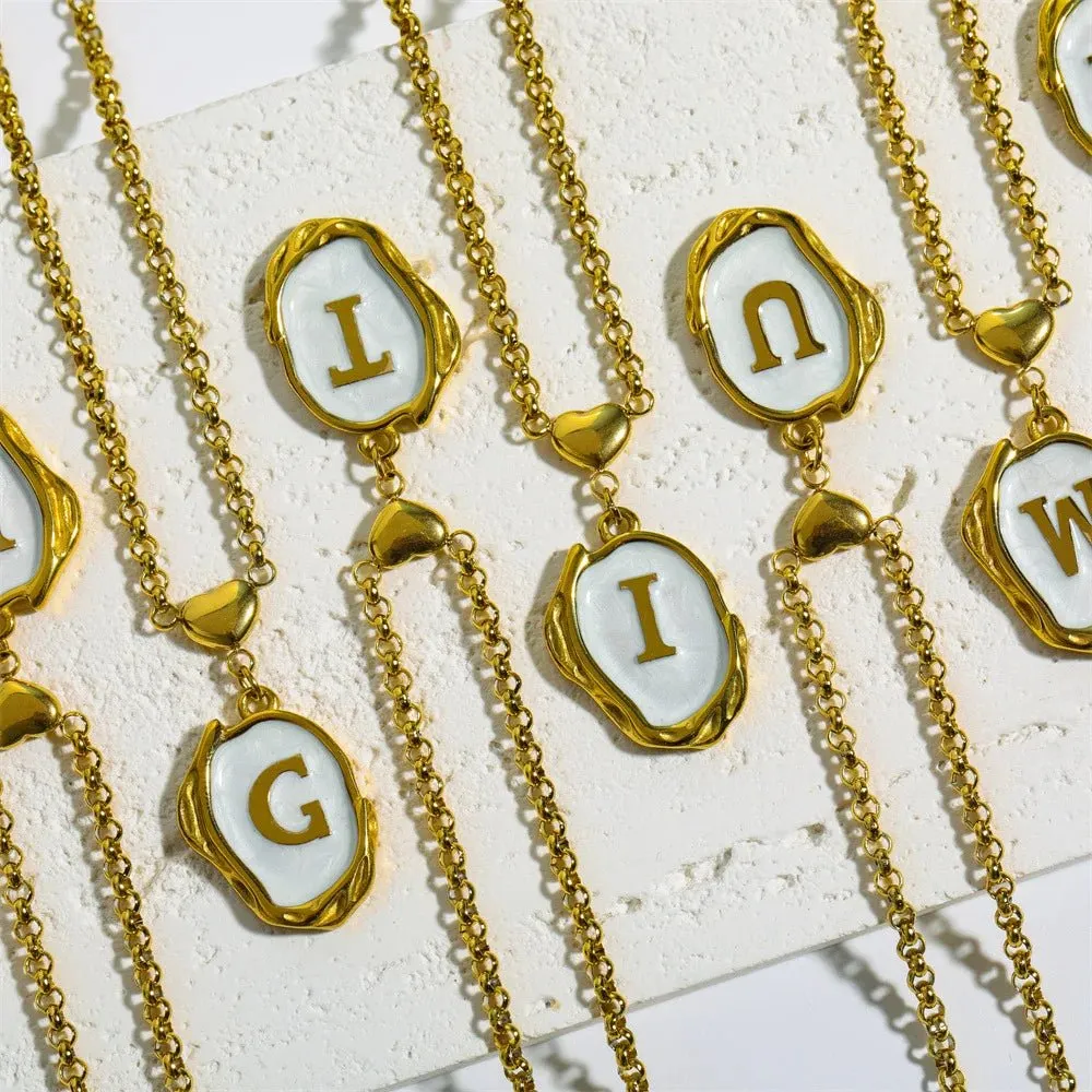 Personalized Initial Women's Choker Necklace with Dripping Oil