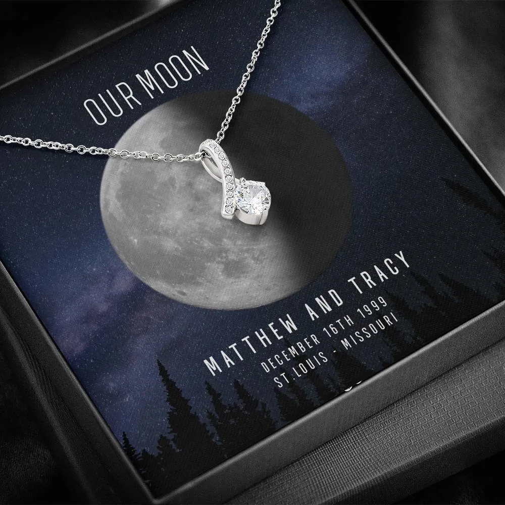 Personalized Names Woman's Jewelry Necklace - Our Moon