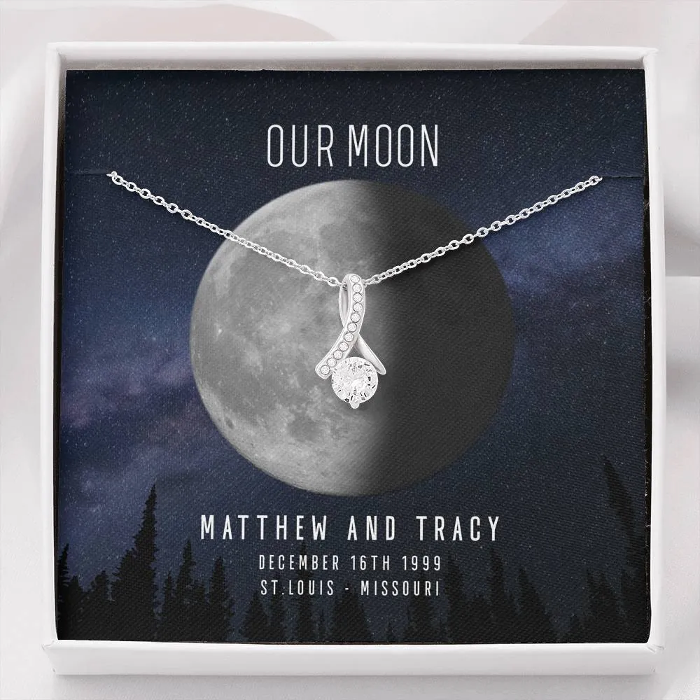 Personalized Names Woman's Jewelry Necklace - Our Moon