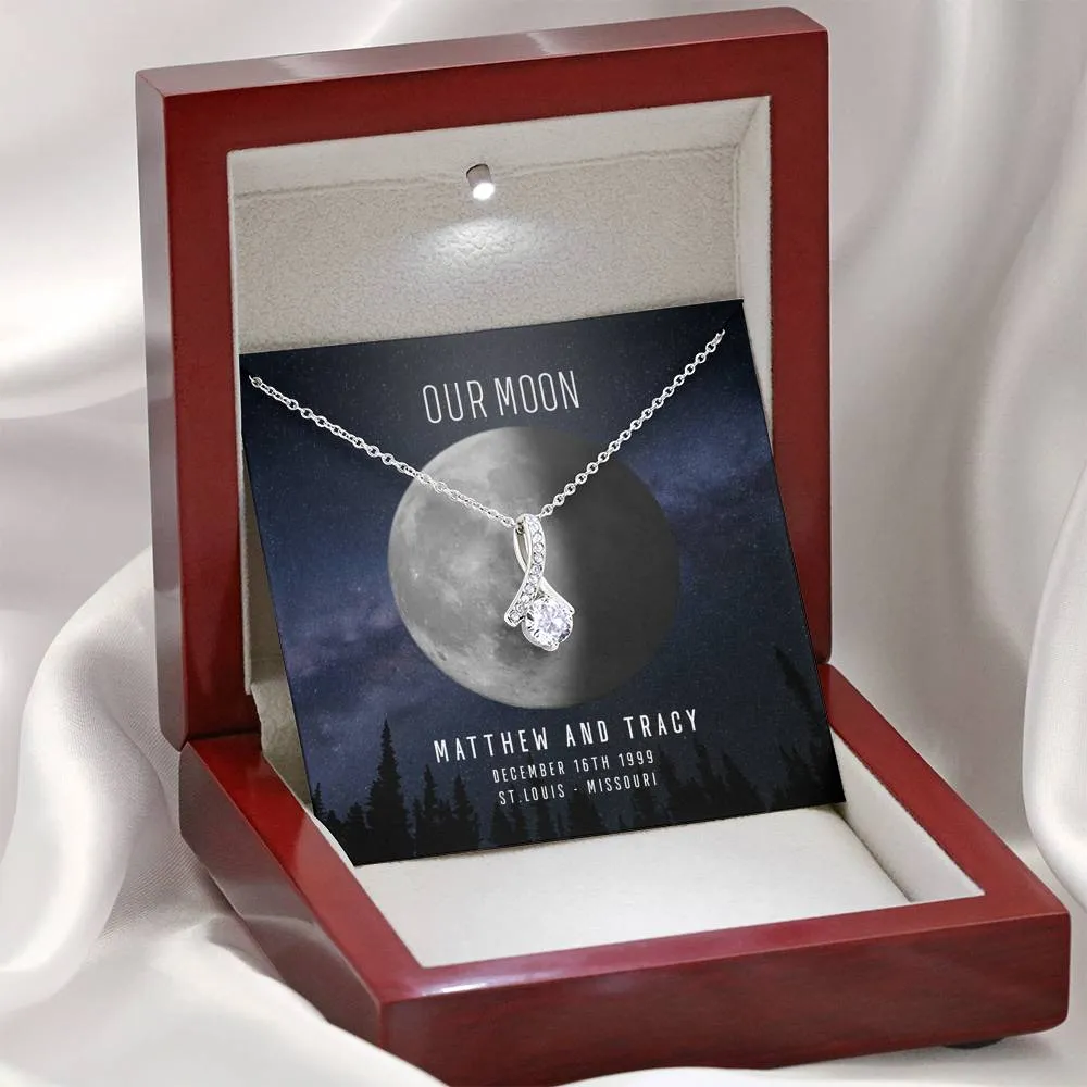 Personalized Names Woman's Jewelry Necklace - Our Moon
