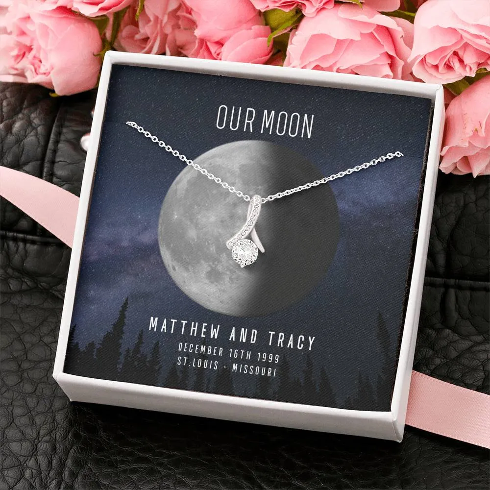 Personalized Names Woman's Jewelry Necklace - Our Moon