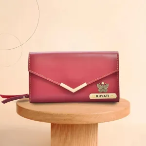 Personalized Stylish Lady Wallet - Wine