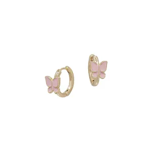 Pink Butterfly Huggie Earrings