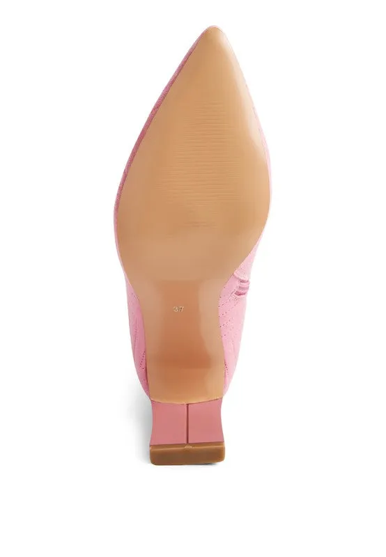 Pink Size 7 Prinkles Quilted High Italian Block Heeled Boots