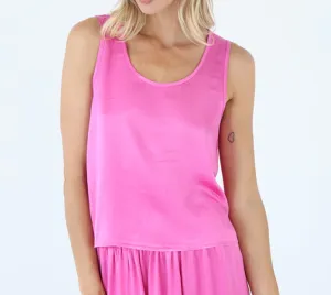 PJ Harlow Daydream Marta Satin Tank - Hot Pink