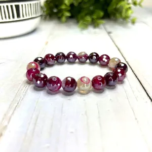 Plated Agate Bracelet- Raspberry Cream