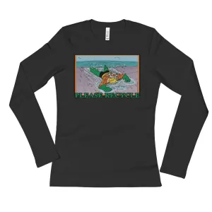 Please Recycle Fitted Long Sleeve T-Shirt
