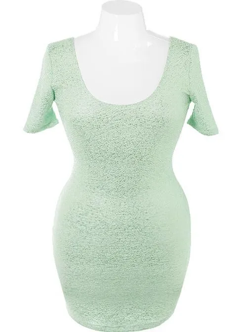 Plus Size Bodycon Sparkling Mint Dress